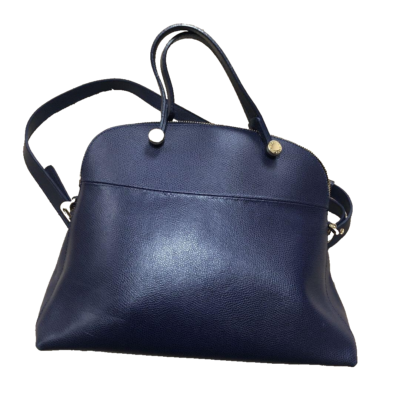 FURLA 2way Piper M Hand Tote Crossbody Bag Women Navy Blue Genuine