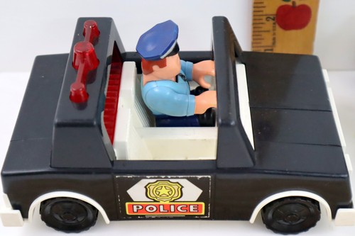 Vintage 80s Fisher-Price Husky Helper Police Car, Helicopter & 2 Figures - Imagen 3 de 12