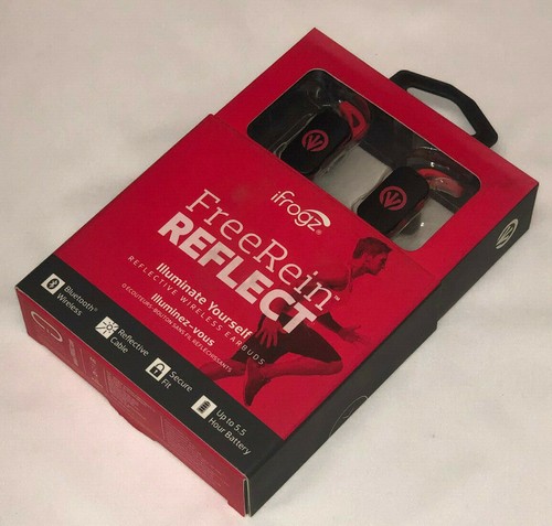 iFrogz FreeRein Reflect Wireless Bluetooth Earbuds - Red - tangle ressistant - Picture 2 of 4