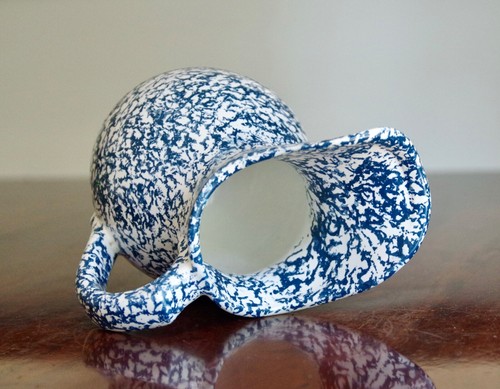 Vintage McCoy Stoneware Blue and White Sponge Ware Pitcher - Picture 5 of 6