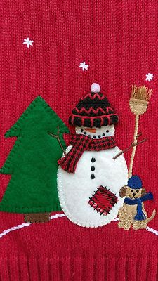 Toddler Holiday Sweater Snowman / tree puppy MAGIC MOMENTS 6 - 9 mo