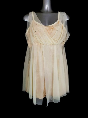 CURTAIN CALL Neu Erwachsene X Large Camisole Biketrad weich elfenbein Strass Chiffon - Bild 1 von 10