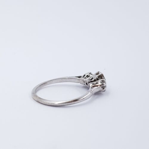 Vintage 9ct White Gold Old Euro Diamond Trilogy Ring Val $2500 Size K #53888 - Picture 10 of 12