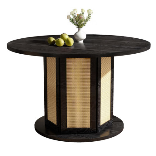 47" Round Dining Table Farmhouse Breakfast Kitchen Table for 4-6 People - Picture 3 of 11