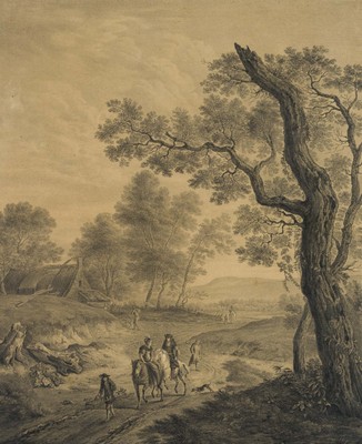 AUER (*1795) nach WIJNANTS (*1632), Belebte Landstraße,  1820, Lith. Romantik