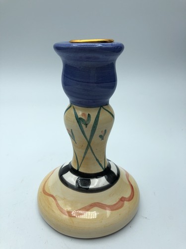 Designer Style Hand Painted colorful Whimsical Candlestick Holder - Picture 3 of 5