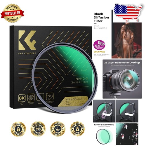 82mm Black Diffusion 1/4 Filter - Enhanced Cinematic Effects for Photography