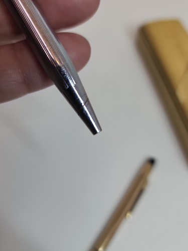 Vintage CROSS 1/30th 10K Gold Filled Lead Pencil 3.25" Long Ball Pen Blue Set 2 - Picture 12 of 17