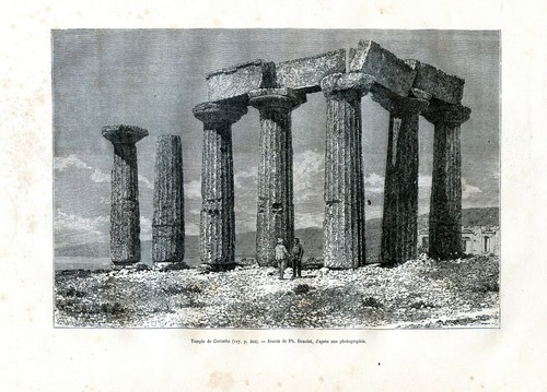 Greece, temple of Corinth...Antique Engraving 1877 - Picture 2 of 2