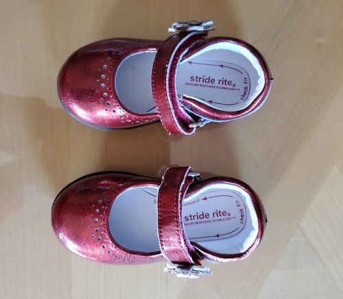 Valentine Girls Aubree ruby red leather lined Stride Rite shoes size 4.5 w box - Picture 12 of 13