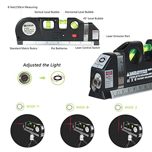 Qooltek Laser Level Line Laser Measure +8ft Tape Ruler Adjusted Standard and ... - Picture 2 of 8