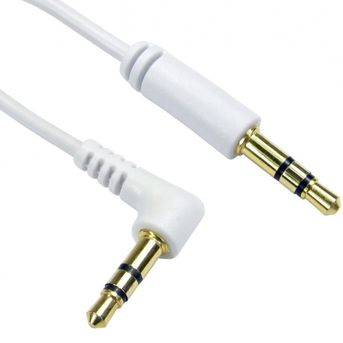 2m 3,5mm Stecker auf Auto AUX Stecker Stereo weiß Kabel rechtwinklig 90 Grad gerade - Bild 10 von 12