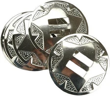  4 Pack 1-1/2" Western Saddle Bright Silver Star Round slotted Conchos 