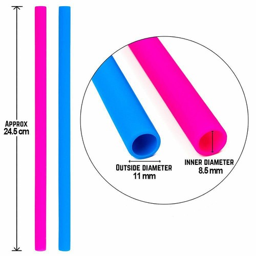 6pcs Silicone Reusable Extra Wide Straight Straw + 2 Brush, Smoothies Bubble Tea - Picture 4 of 12