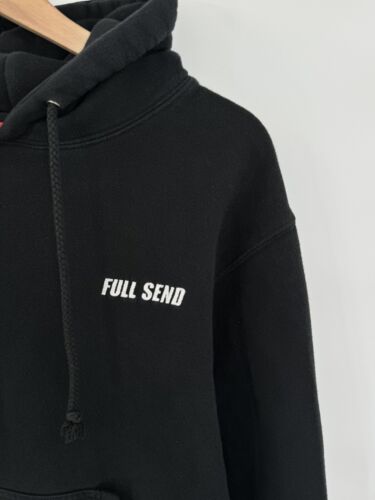 Felpa con cappuccio Full Send pullover chiodi di garofano ragazzo uomo piccola nera logo classico - Foto 3 di 5