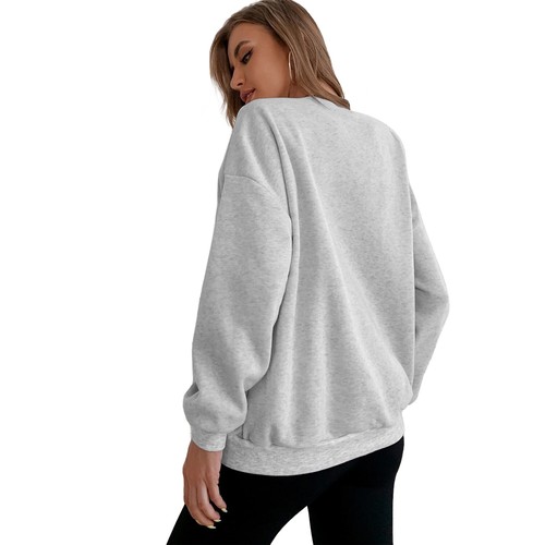 Retro Round Neck Sweatshirt Women's Autumn Thin Loose Long Sleeve Tops USA - Picture 27 of 48