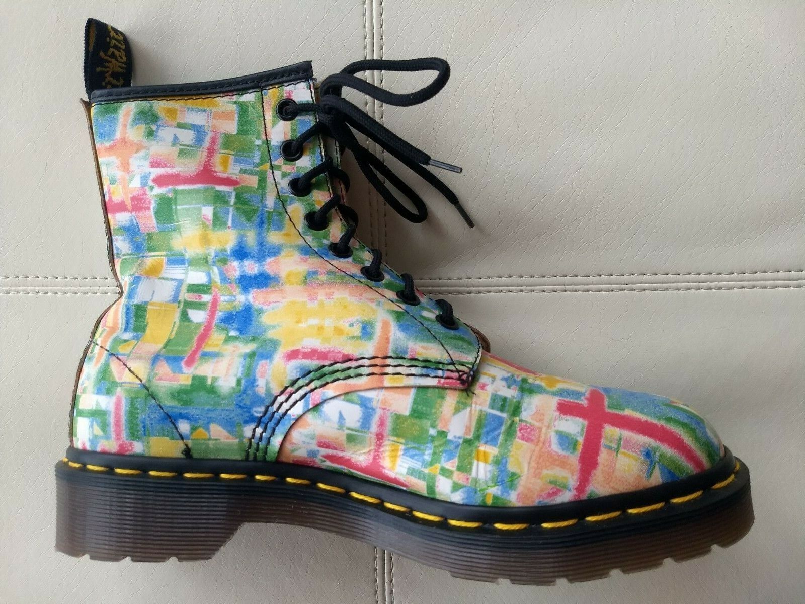 DOC DR. MARTENS MULTI-COLOR MULTI-COLOR MULTI-COLOR GRID BRUSH STROKES BOOTS VINTAGE MADE IN ENGLAND 5UK 1c47d3 DOC DR. MARTENS MULTI-COLOR MULTI-COLOR MULTI-COLOR GRID BRUSH STROKES BOOTS VINTAGE MADE IN ENGLAND 5UK 1c47d3