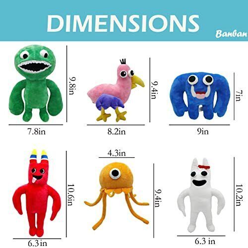 6PCS Garden of Banban 3 Plush10 inches Garden of Ban ban Jumbo Josh Plushies
