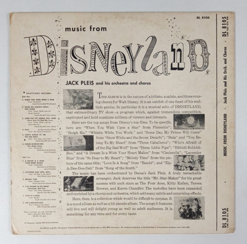 Jack Pleis And His Orchestra And Chorus: Music From Disneyland Lp - Imagen 2 de 6