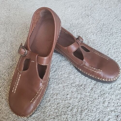 Dexter Shoes Womens 11 M Brown Leather Mary Jane Marie Casual Loafers Buckle EUC - Picture 2 of 14
