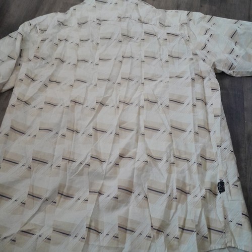 Sean John Button Down Shirt Mens L Short Sleeves Regular Lite Brown Stripes  - Picture 6 of 7