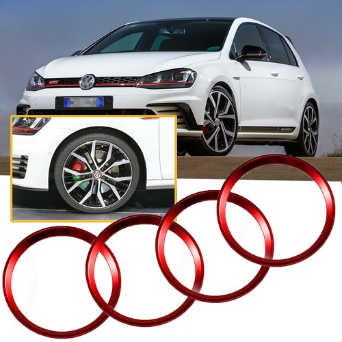 RED Wheel Center Cap Hub Rings Decor For Volkswagen Beetle GTI Golf Jetta etc - Foto 1 di 5