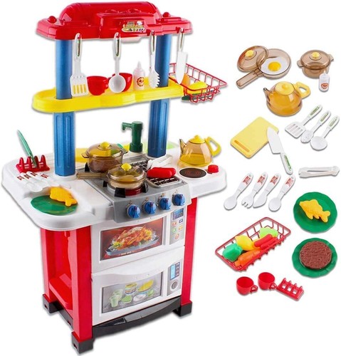 Kids Play Kitchen Pretend Kitchen Toy Set Cooking Role Gift w/Lights Sounds - Picture 2 of 156