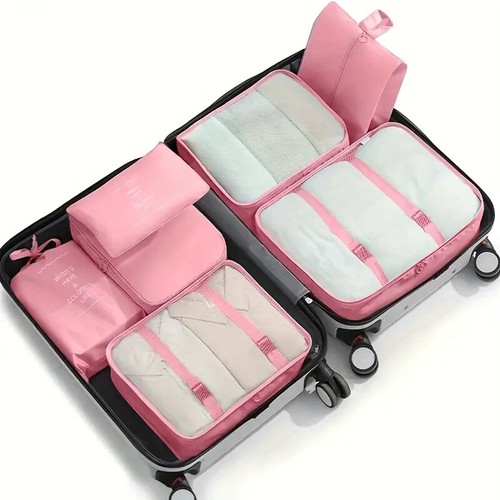 7x New Black Minimalist Travel Luggage Compression Bag Set - Picture 3 of 4
