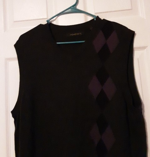 Axist Mens Gray Sleeveless V-Neck Argyle Sweater L - Imagen 5 de 8