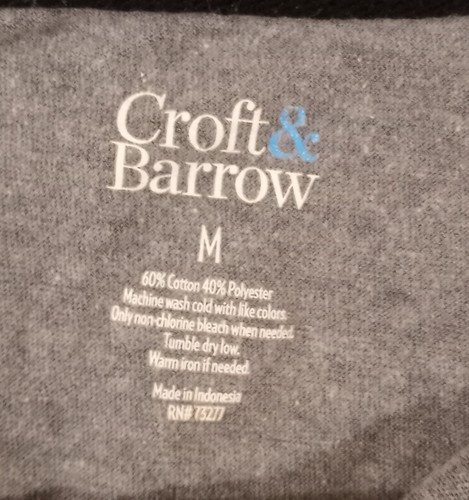 Croft & Barrow Men's Gray Long Sleeve Henley 1/4 Button T-shirt Casual Size M - Picture 3 of 5