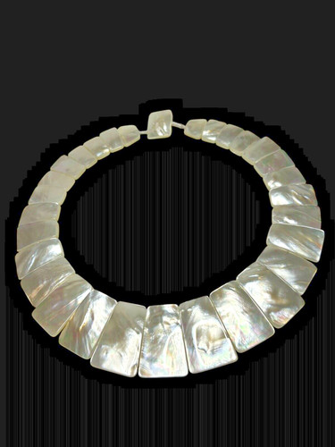 White Mother of Pearl Statement Bibb Beaded Necklace AAA Quality