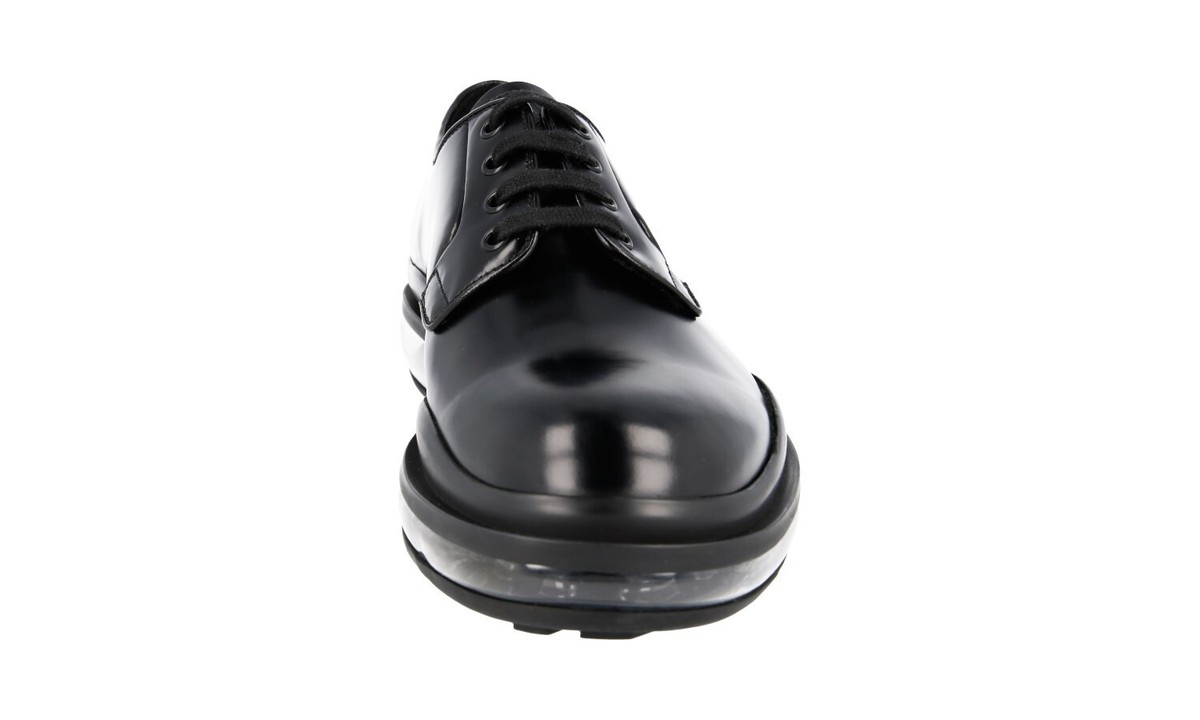 靴 PRADA Air Sole Black Leather Shoes 37 PRADA Leather Air Sole Derby Dress Shoes X Sneakers 2EG288 NEW