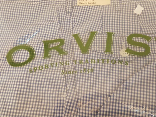 New old stock Orvis blue gingham check pants size 46R made in USA cotton 9T82 - Picture 3 of 6