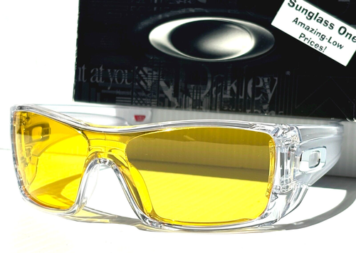 NEW Oakley BATWOLF Shiny Clear Frame GALAXY Amber Yellow Lens Sunglass 9101 - Picture 16 of 16