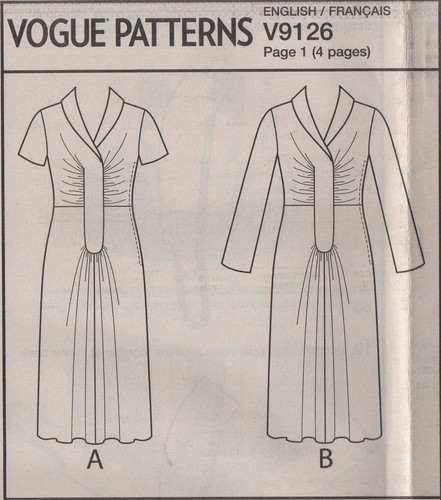 Vestido Vogue Costura Patrón 9126 Vintage Años 40 con Panel Frontal y Pliegues Talla 14-22 - Imagen 2 de 13