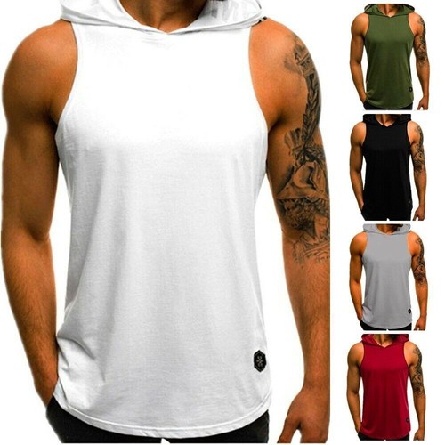 Herren Gym Pullover Weste Ärmellos Freizeit Hoodie Kapuze Tank Tops Muskel T-Shirt - Bild 1 von 20