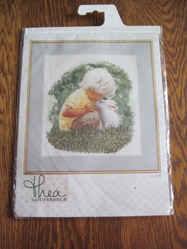 Vintage kleiner Junge mit Hase gezählt Kreuzstich Set #1046 Thea Gouverneur Neu aus altem Lagerbestand - Bild 3 von 4
