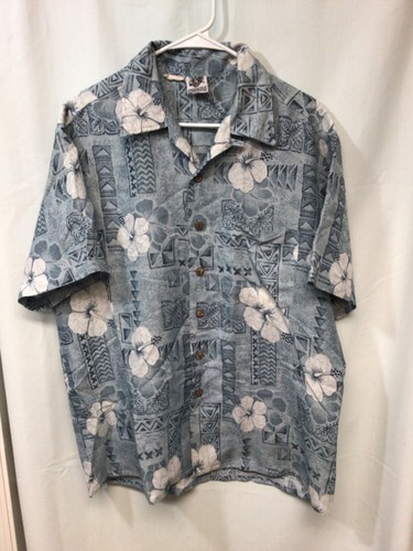 Kennington Ltd. California Blue Floral Large Polyester Vintage Hawaiian B9