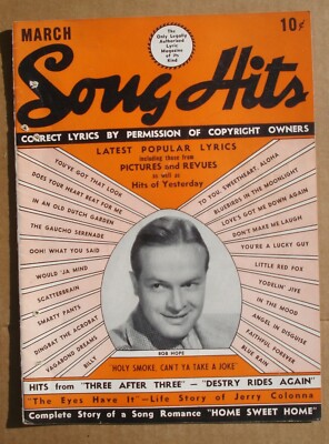 Song Hits Lyrics Magazine Mar 1940 Screen Stage Radio Bob Hope Harry James