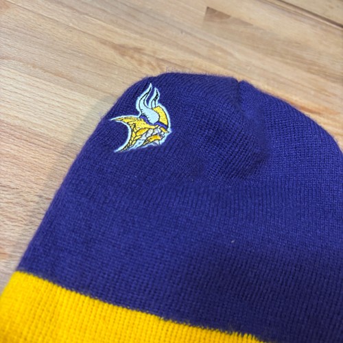 Vintage Minnesota Vikings Hat Cap Adult One Size Purple Beanie Winter Hat Reebok - Picture 2 of 8