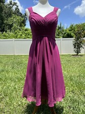 Azazie formal chiffon a-line princess v-neck knee length dress in orchid Sz 6