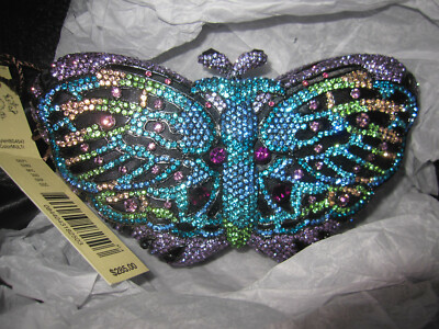 Kate Landry Purple Blue Green Bling Butterfly Handbag with Chain