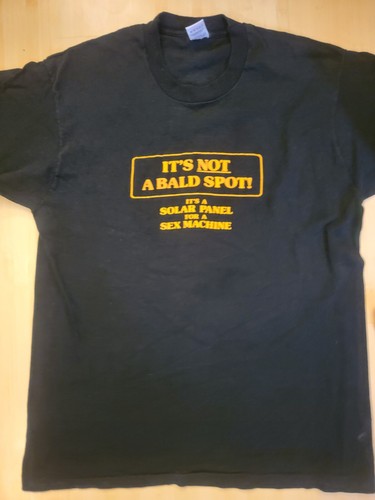 Vtg Mens Tshirt XLarge Black Funny Bald Spot Sex Machine S/S 90s Tee Rare 62427 - Picture 11 of 13