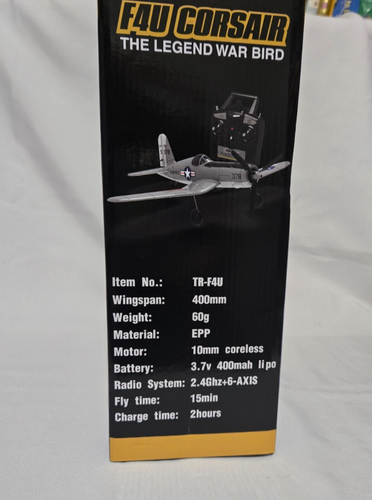 Top Race F4U Corsair 4 Channel Remote Control Airplane, Grey - Picture 2 of 4