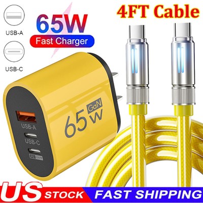 65W Super Fast Charging USB Type C Wall Charger For Samsung S25 S24 23 22+ Ultra