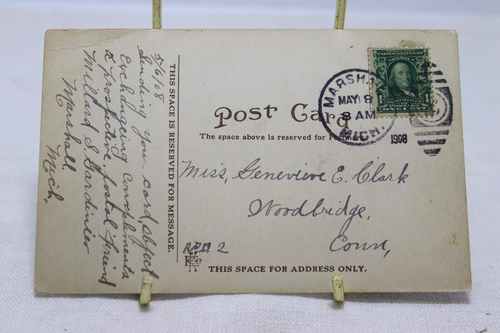 ATQ Postcard Marshall Michigan Court House Postmarked 1908 - Picture 2 of 3