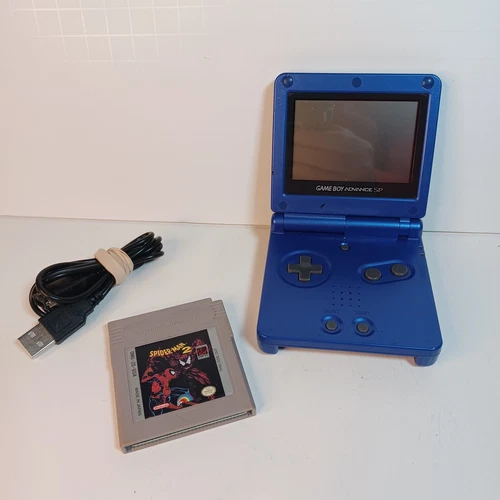 Nintendo Game Boy Advance SP Console - Cobalt Blue With Spider-Man 2 - TESTED