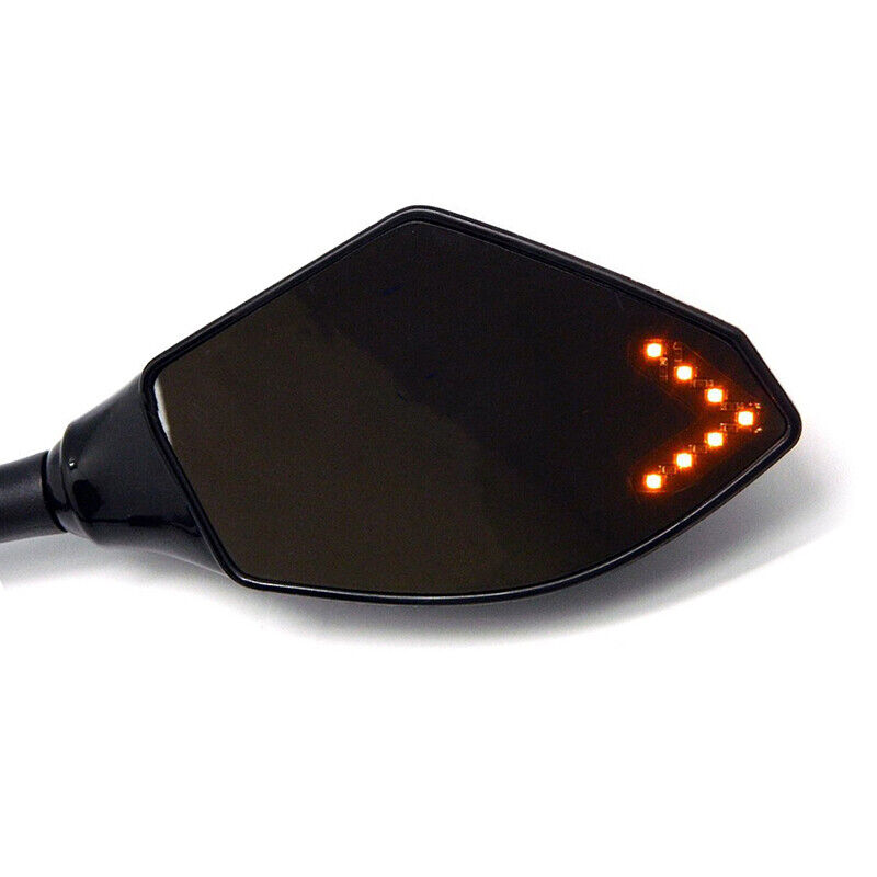 BLACK MOTORCYCLE LED TURN SIGNAL INTEGRATED MIRROR SIDE MIRRORS FOR HONDA SUZUKI - Picture 10 of 12