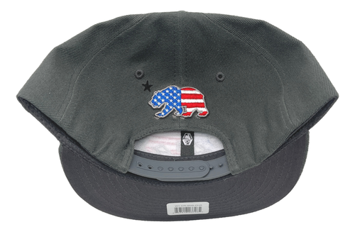 California Republic Cali Bear Flag Flat Bill Snapback Cap Hat - Grey US Flag - Picture 6 of 7