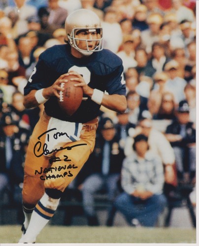 Tom Clements 8x10 signiert mit Echtheitszertifikat Notre Dame Fighting Irish #1